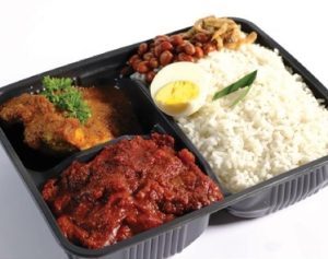 Nasi Lemak with Spiced Fried Chicken